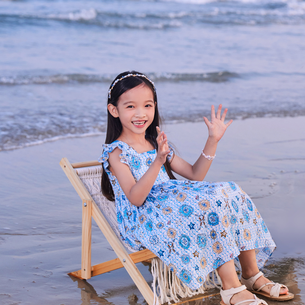 [商场同款]EP雅莹童装春夏女童新款精致洋气方领小飞袖连衣裙