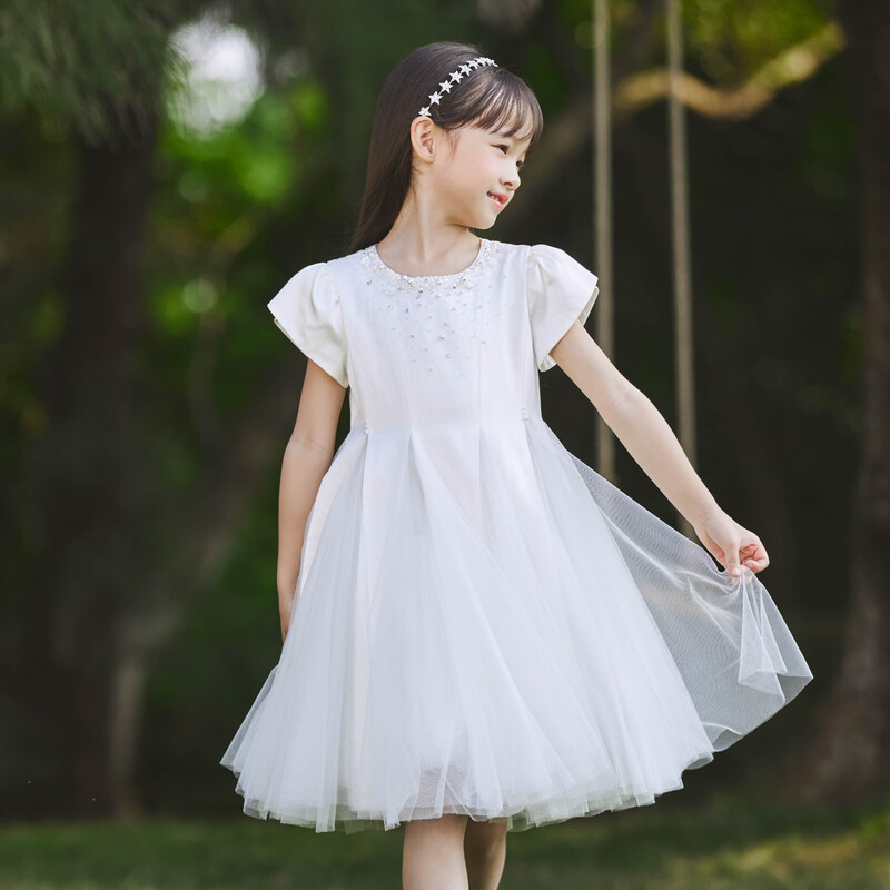 [商场同款]EP雅莹童装春夏女童新款高定钉珠蝴蝶结礼服连衣裙