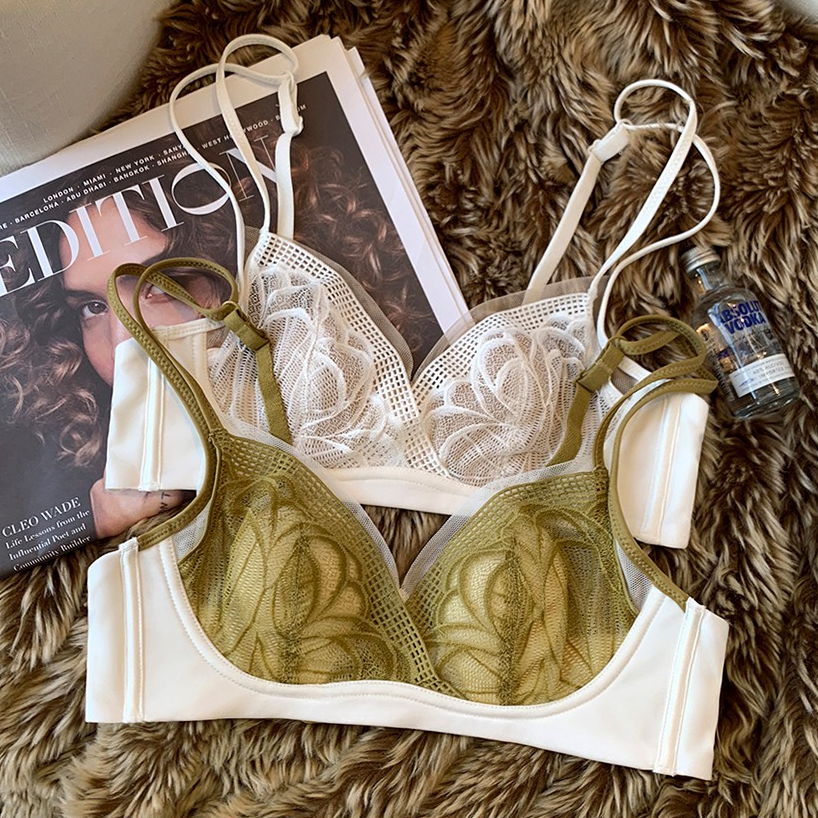 【记忆底色】纯欲超薄内衣女性感蕾丝大胸显小胸罩无钢圈收副乳上托