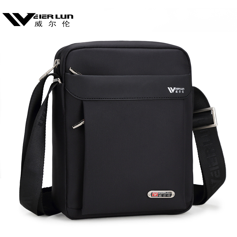 威尔伦休闲斜挎包男包单肩包男士背包牛津布商务公文包帆布小包包