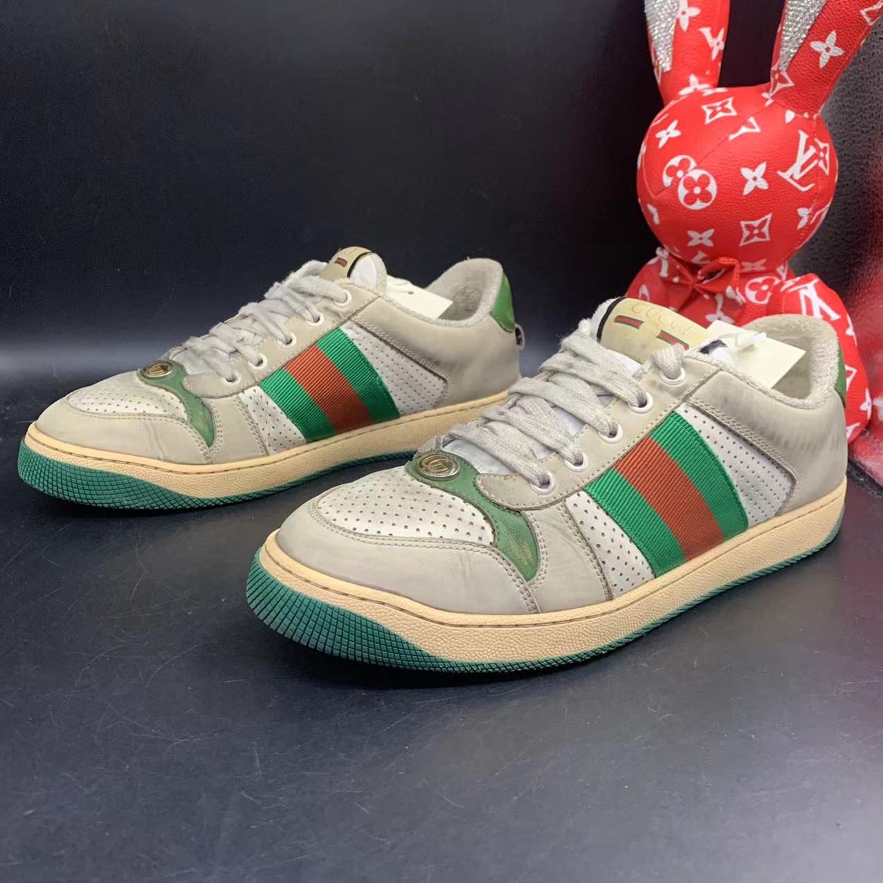 【二奢特惠】GUCCI/古驰 40欧码 男士休闲墨绿色气口透气脏脏鞋ddm