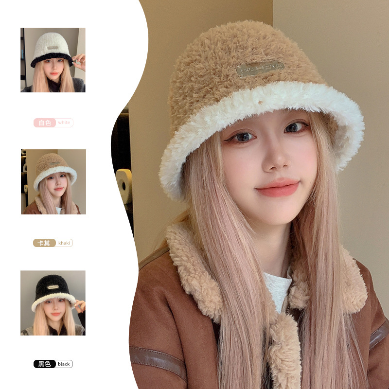 秋冬季渔夫帽字母刺绣时尚百搭网红外出高颜值保暖韩版盆帽百搭潮