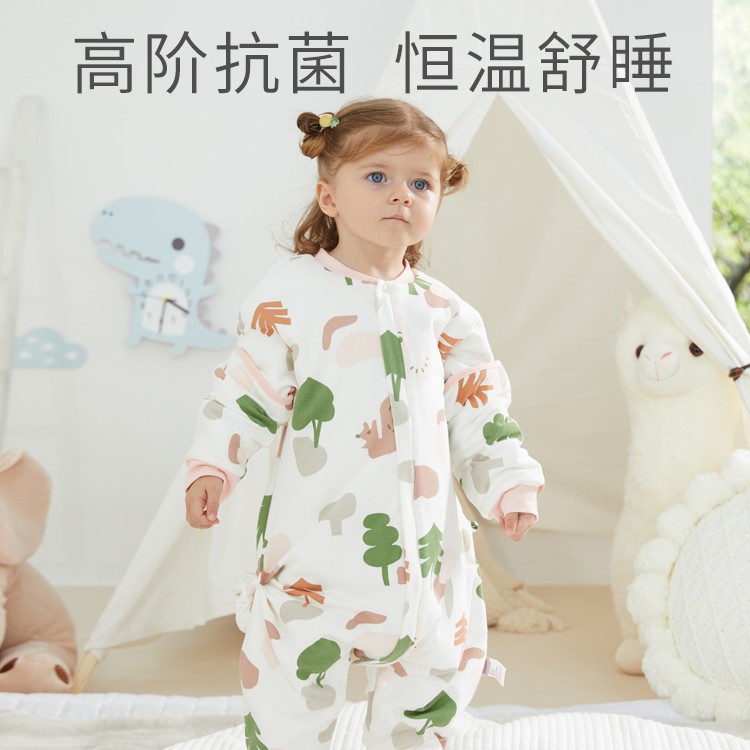  抱抱熊婴儿睡袋儿童秋冬款1-4岁宝宝防踢被神器四季通用分腿式