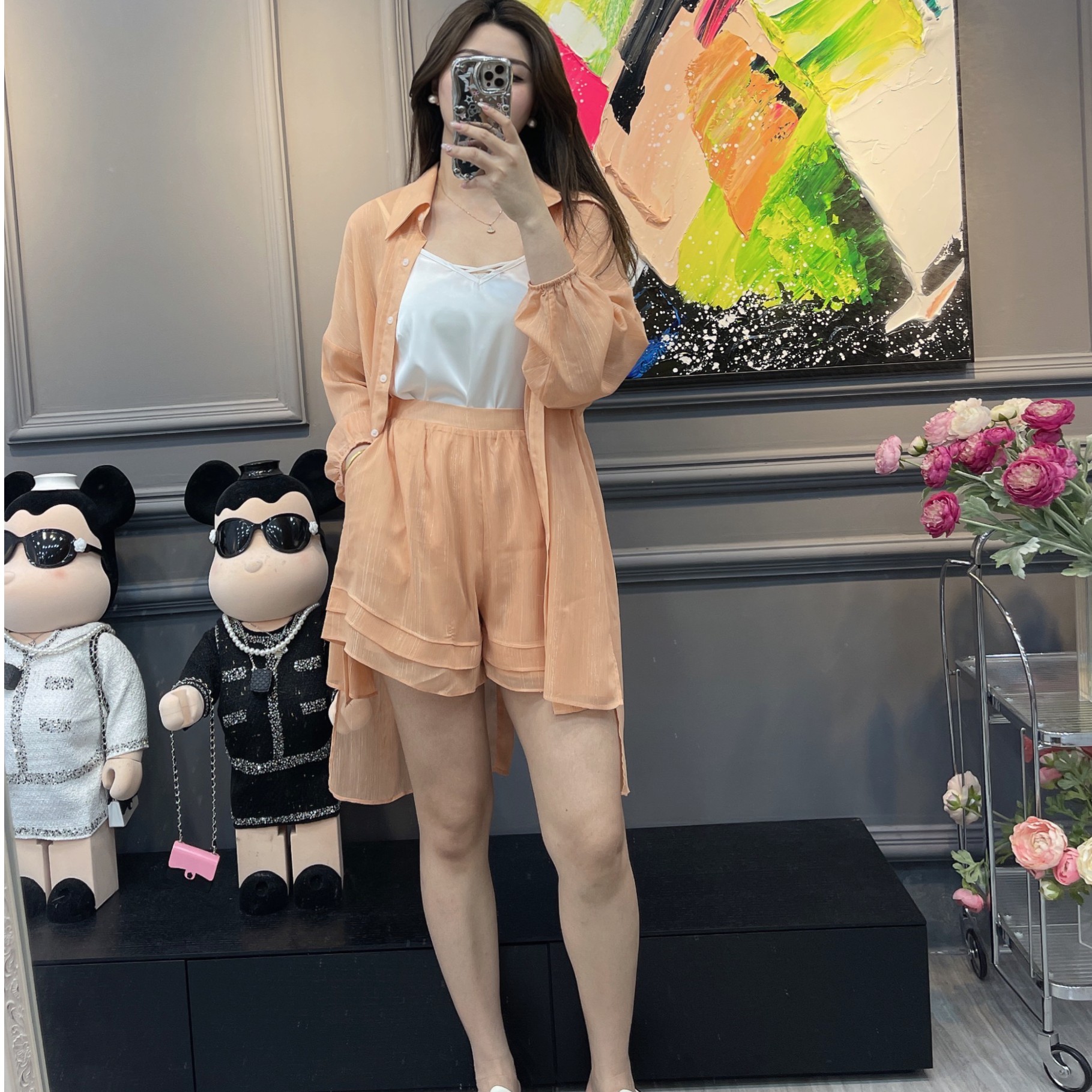 微胖显瘦穿搭女胖mm大码 百搭开衫黑色休闲宽松短裤套装