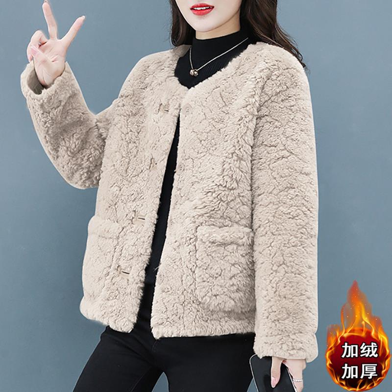 羊羔毛短外套女士装春秋冬2023年新款爆款小个子洋派加绒加厚上衣