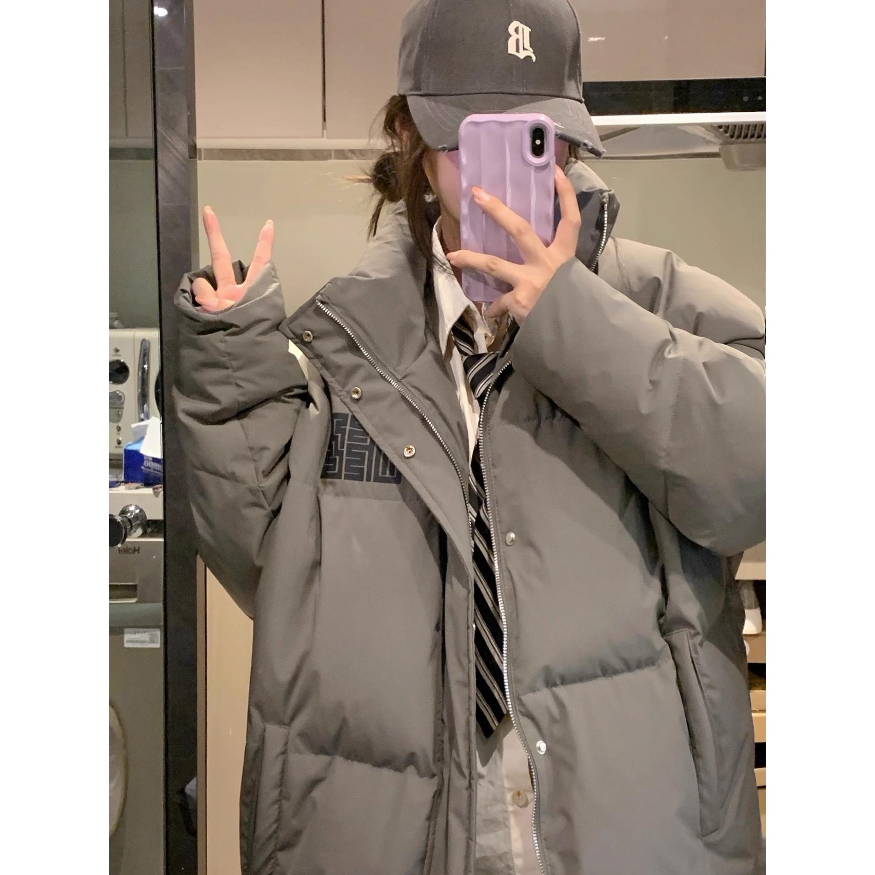 美式羽绒棉服女冬季2023新款宽松oversize加厚保暖面包服棉袄外套