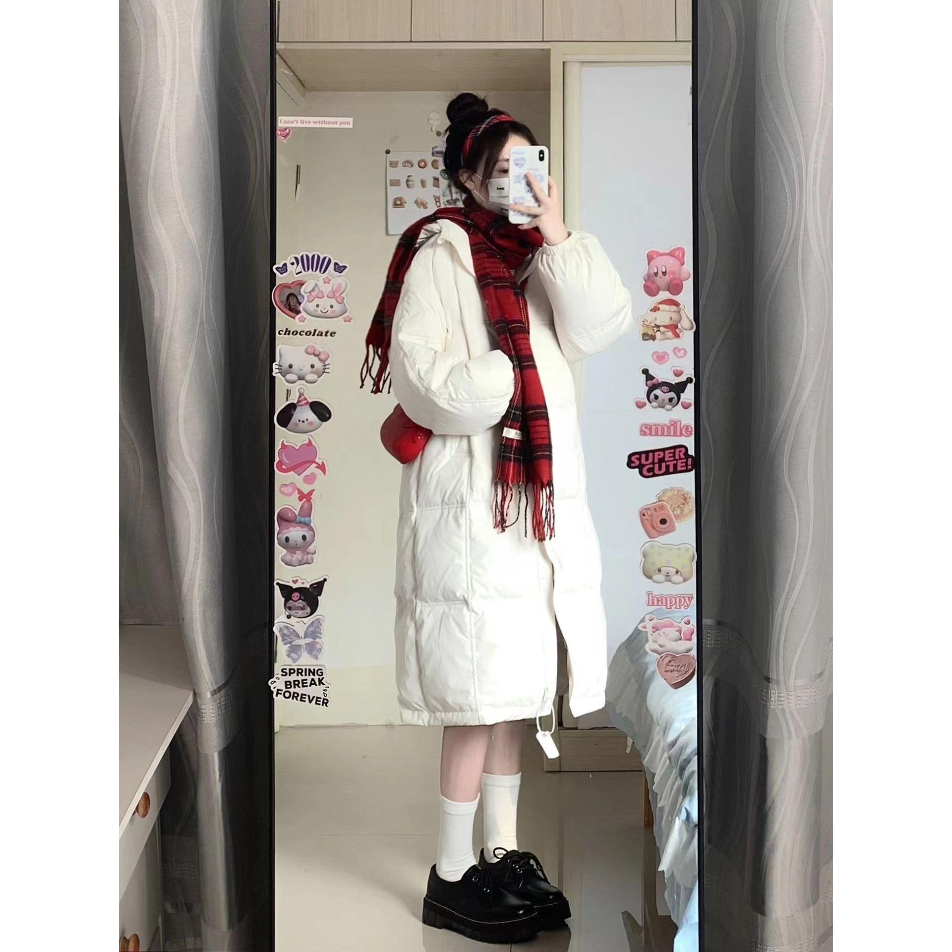 高级感羽绒棉服女冬季2023新款韩版小个子加厚中长版棉袄棉衣外套