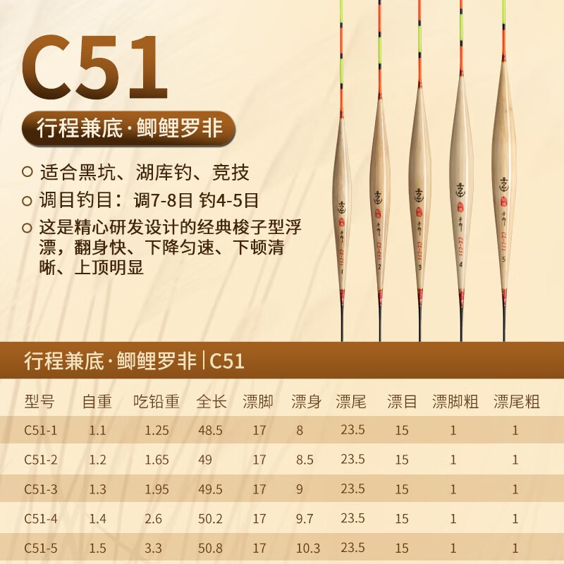 船长漂C芦苇鱼漂醒目枣核型罗非浮漂抗走水鲫鲤浮标套装高灵敏 C5