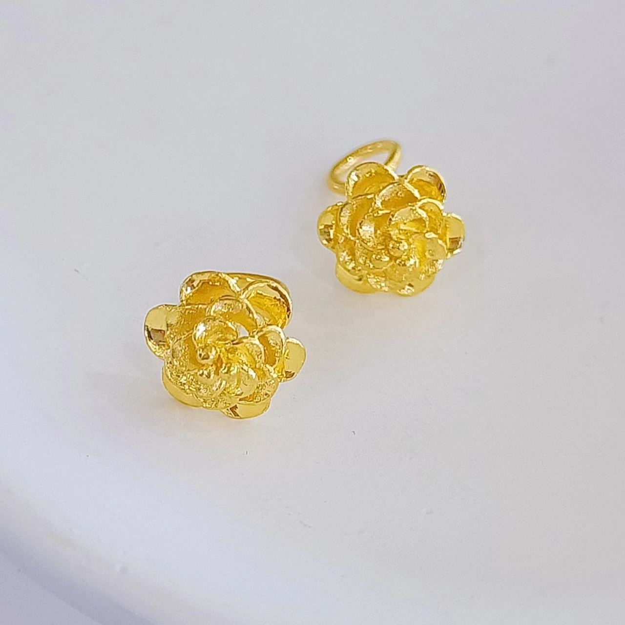 【富远黄金】足金牡丹花弯针耳饰FYRDA00685