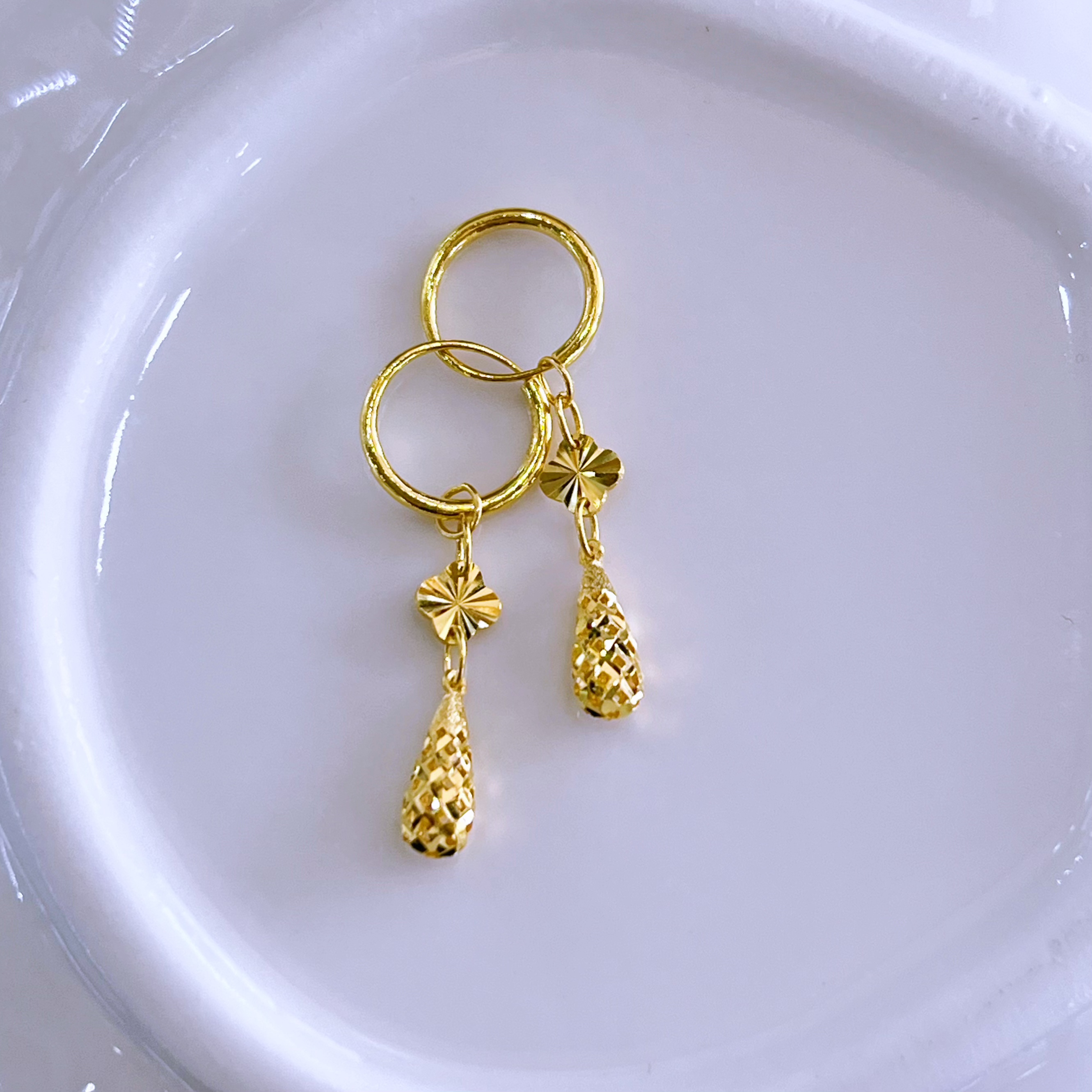 【富远黄金】足金水滴耳圈FYHR01020513