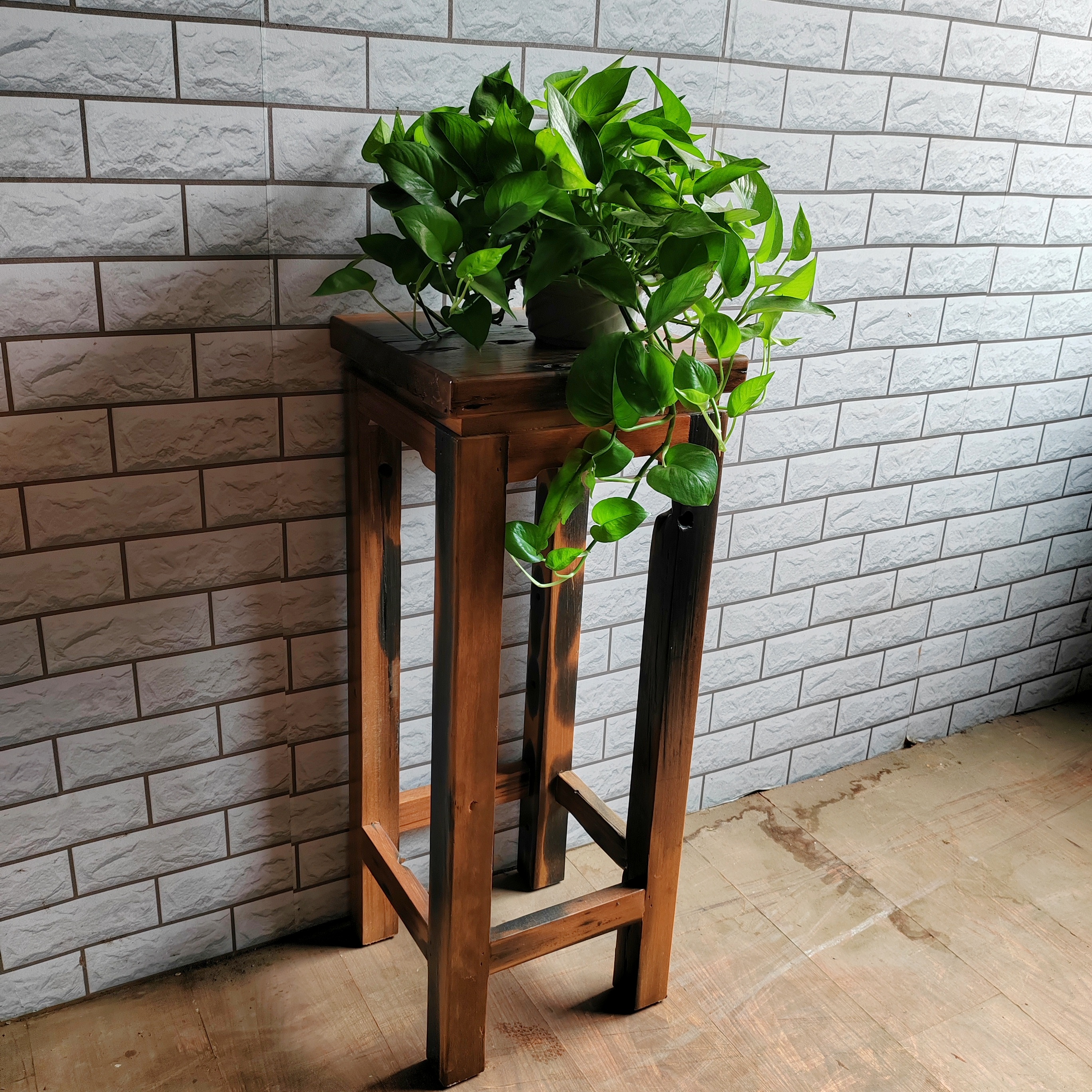 老船木花架子室内落地花盆架客厅落地式仿古花几中式花架置物架