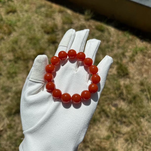 保山原矿南红大黑洞14+手串