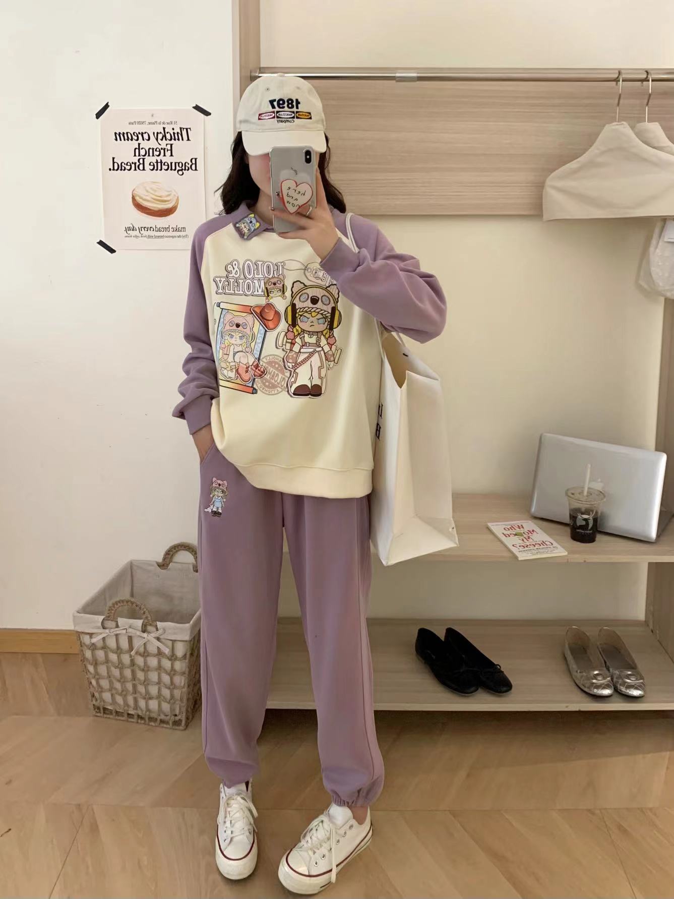 【上海走韩订单】外贸订单 融合刺绣 外贸单8838卫衣卫裤套装