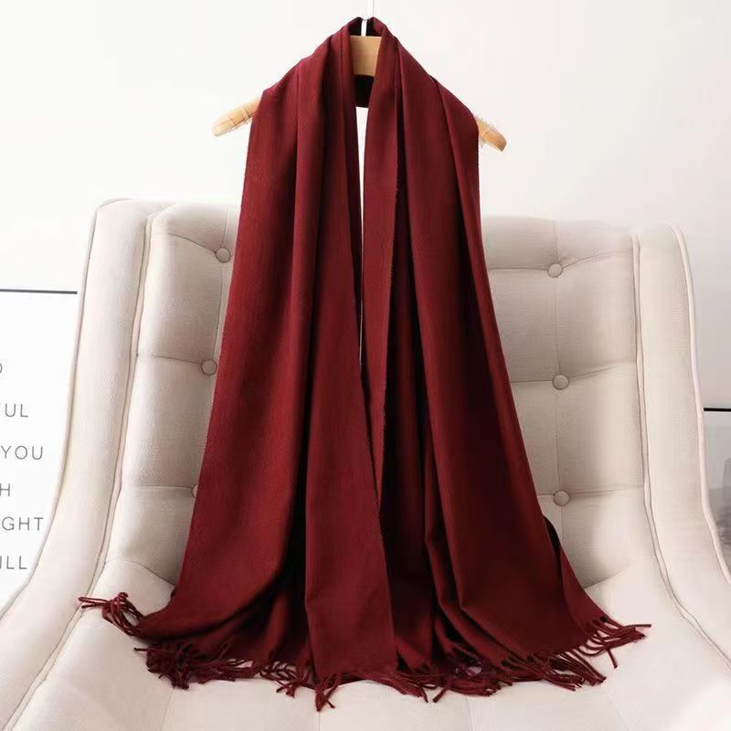 2024新款羊毛羊绒秋冬围巾围脖加厚宽松羊毛披肩