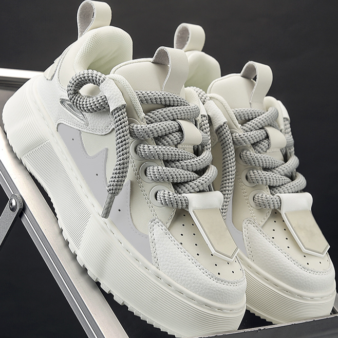 CaldiceKris头层牛皮透风冬季时尚百搭软底潮流鞋学生厚底K老爹鞋