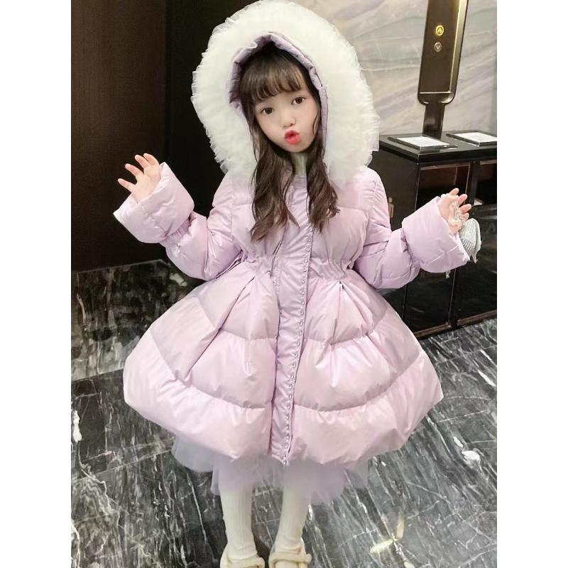 女童冬季棉衣服女孩新款洋气保暖中长款公主风外套儿童加厚棉袄