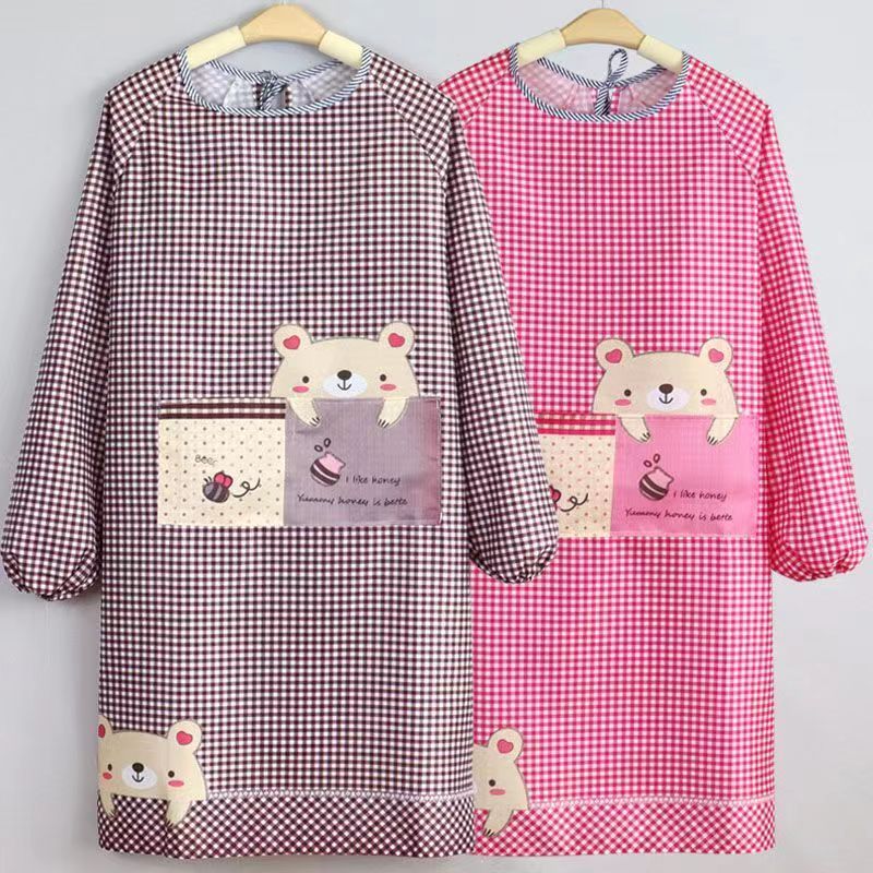 围裙套装厨房家用男女长袖成人罩衣四季透气通用围腰时尚围裙套装