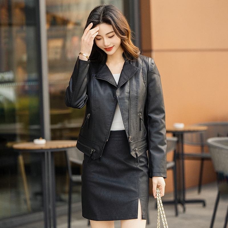 2024春秋新款加厚皮衣立领修身显瘦百搭短款时尚韩版皮衣外套1703