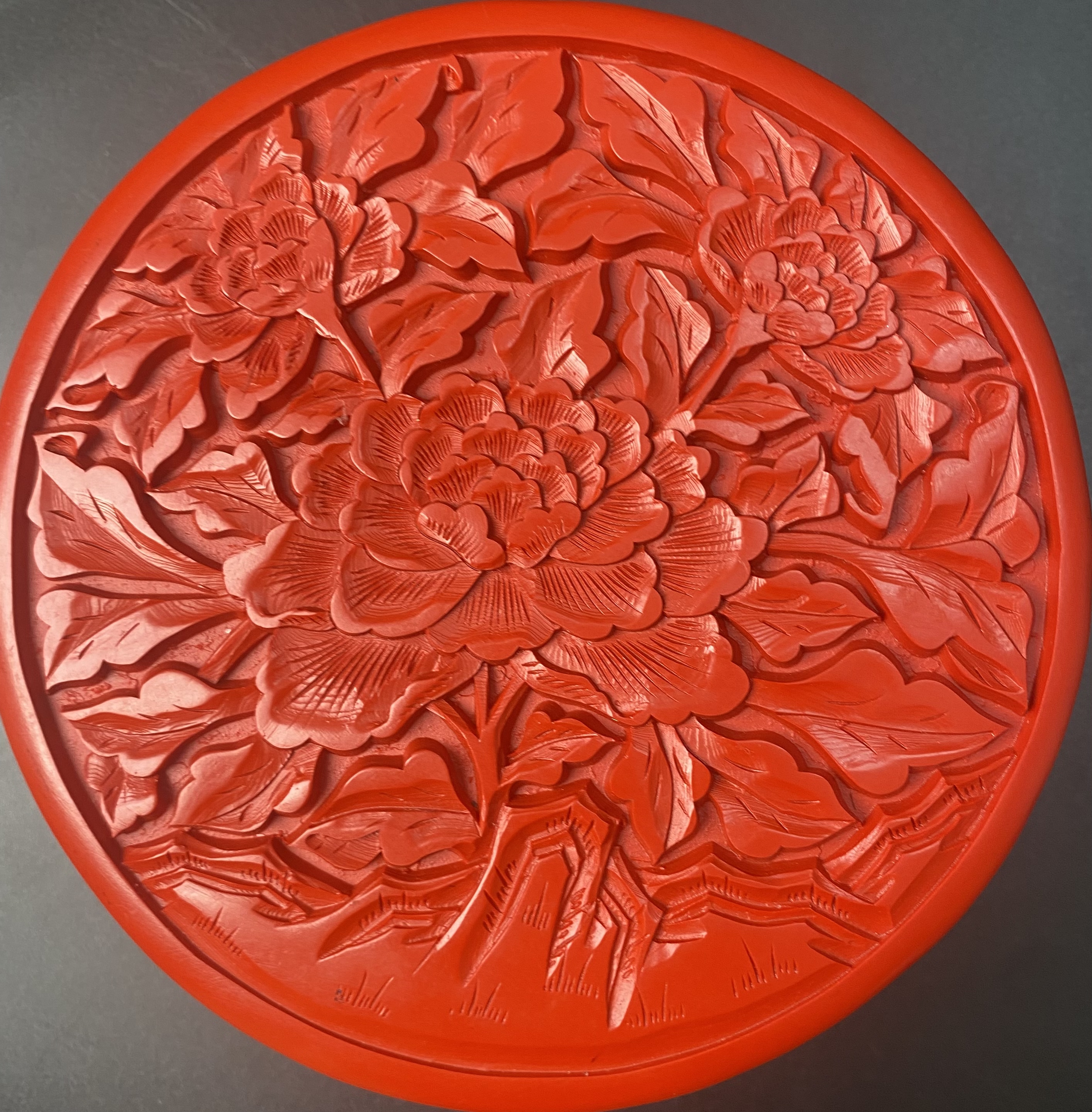 扬州漆器红雕漆雕刻工艺首饰盒果盒