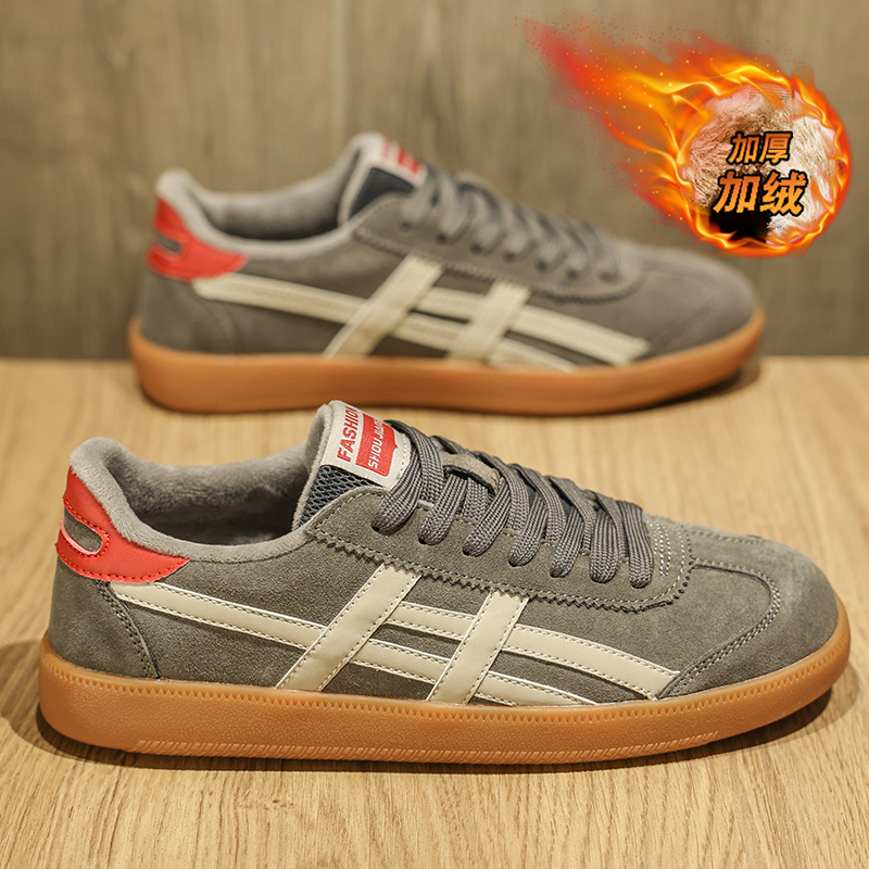 乔丹阿甘男鞋冬季2023新款加绒保暖棉鞋男士真皮复古运动休闲德训