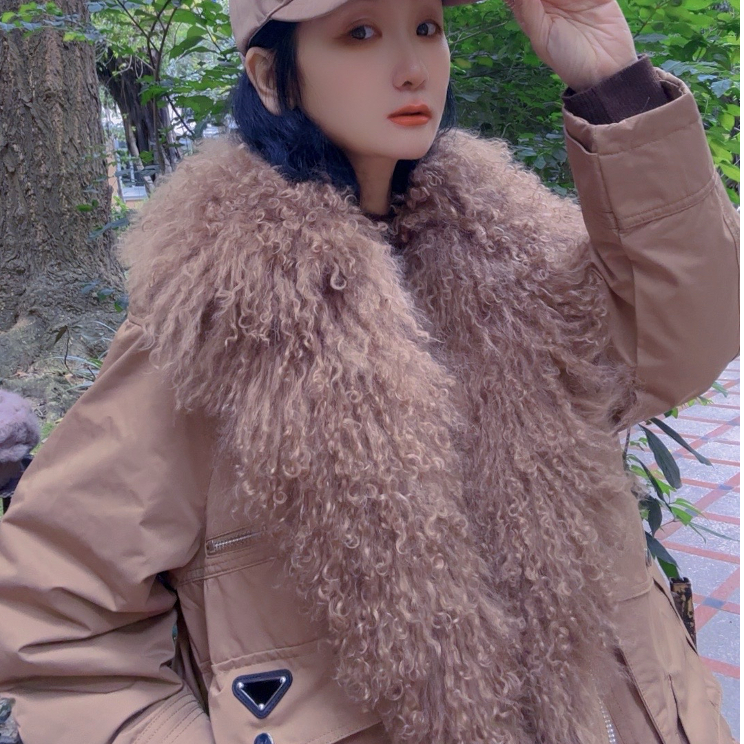 M44J004慕之淇加厚滩羊毛毛呢+白鸭绒外套