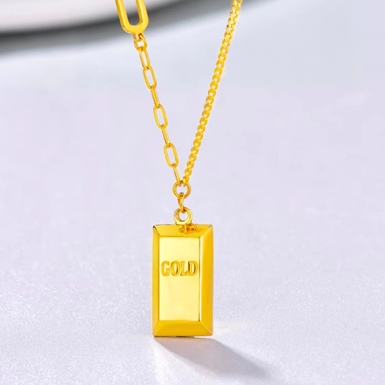 足金暴富小金条项链