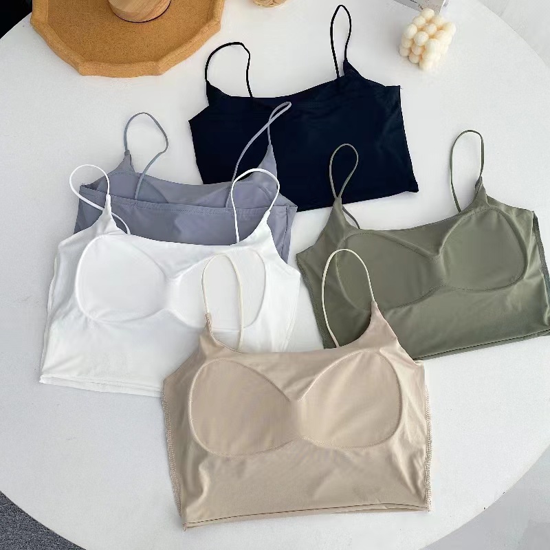 夏季纯色防走光白色短款打底透气薄款美背