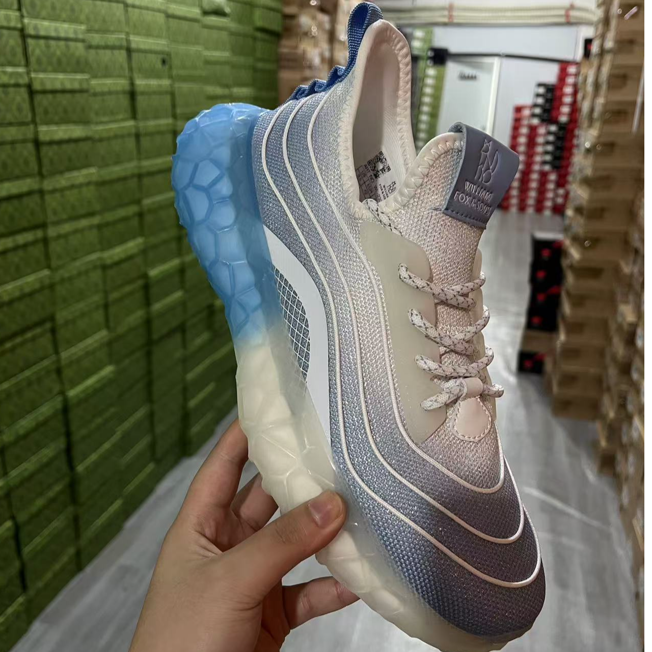 2305白蓝  跑鞋爆米花软底踩屎感秋季透气胖脚宽肥脚掌男鞋跑步鞋