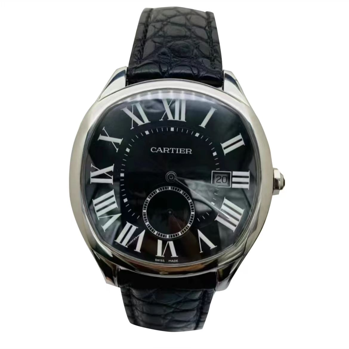 99新 Cartier/卡地亚 大卫WSNM0006 40*41mm表径 黑盘机械表 单表