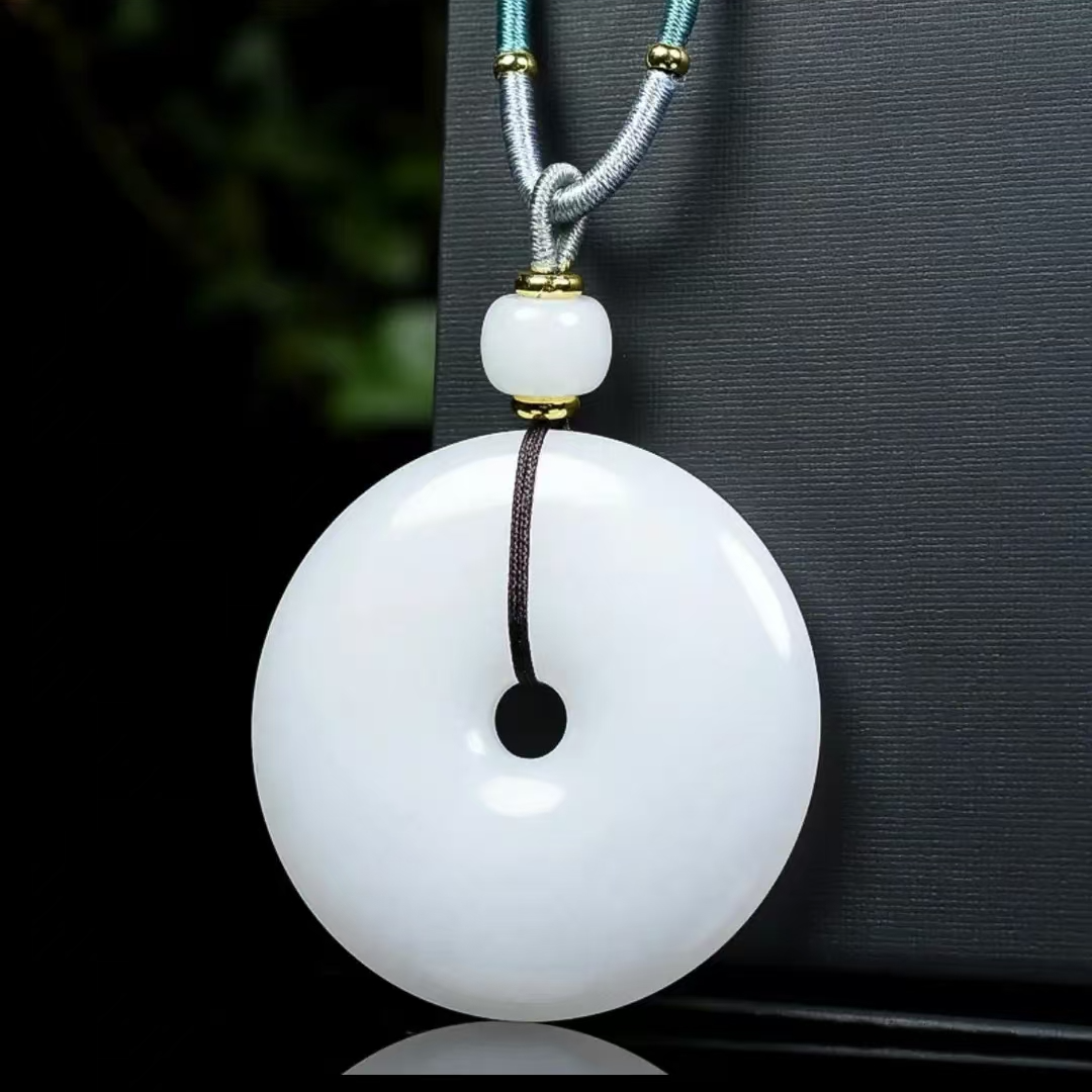 天然金丝玉男女同款大尺寸50mm平安扣吊坠车挂时尚大气细腻油润