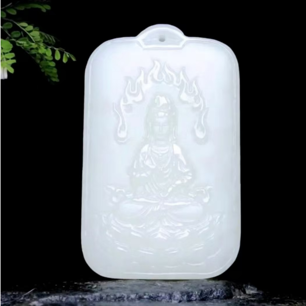 天然金丝玉观音双面精雕细腻油润精品观音牌子时尚百搭