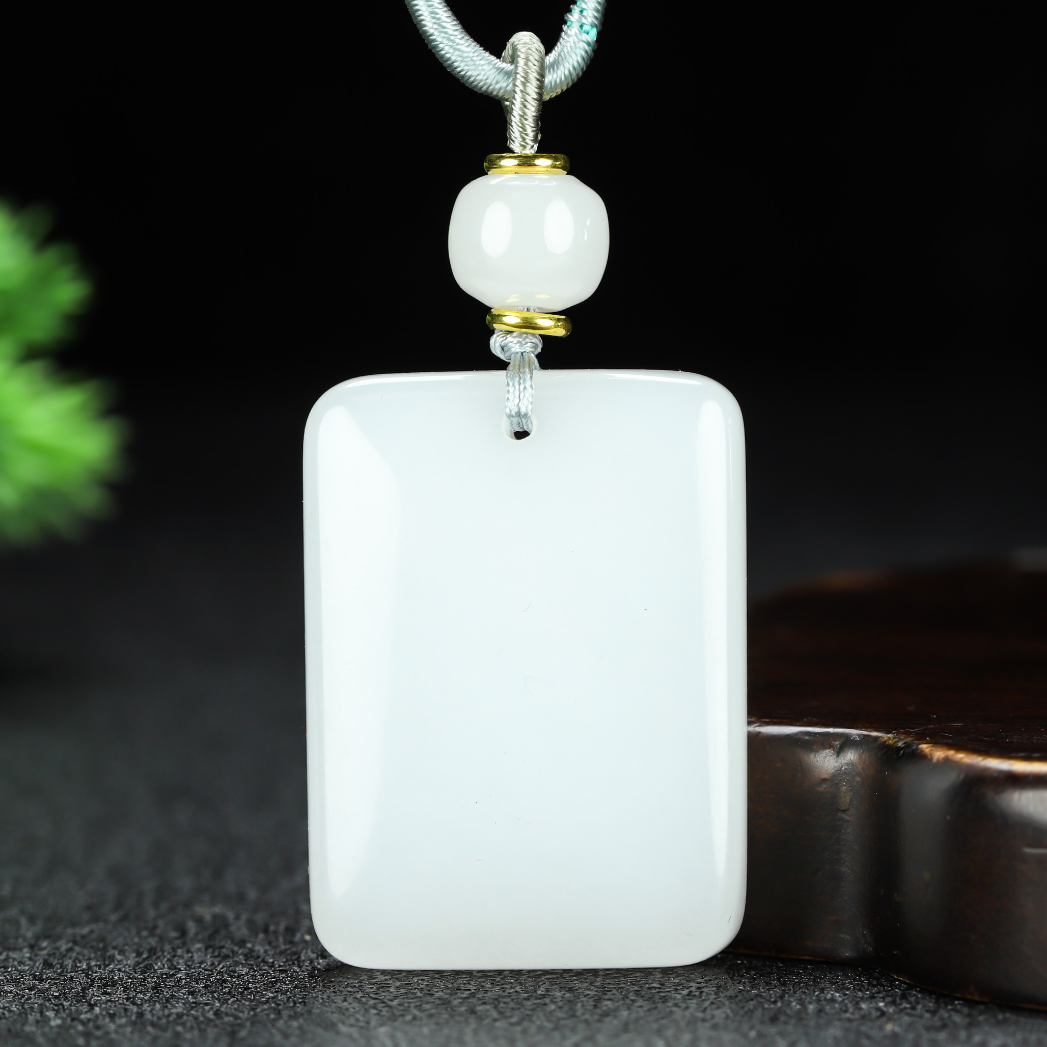 天然金丝玉平安无事牌4*6大牌时尚百搭经典白色大气经典款