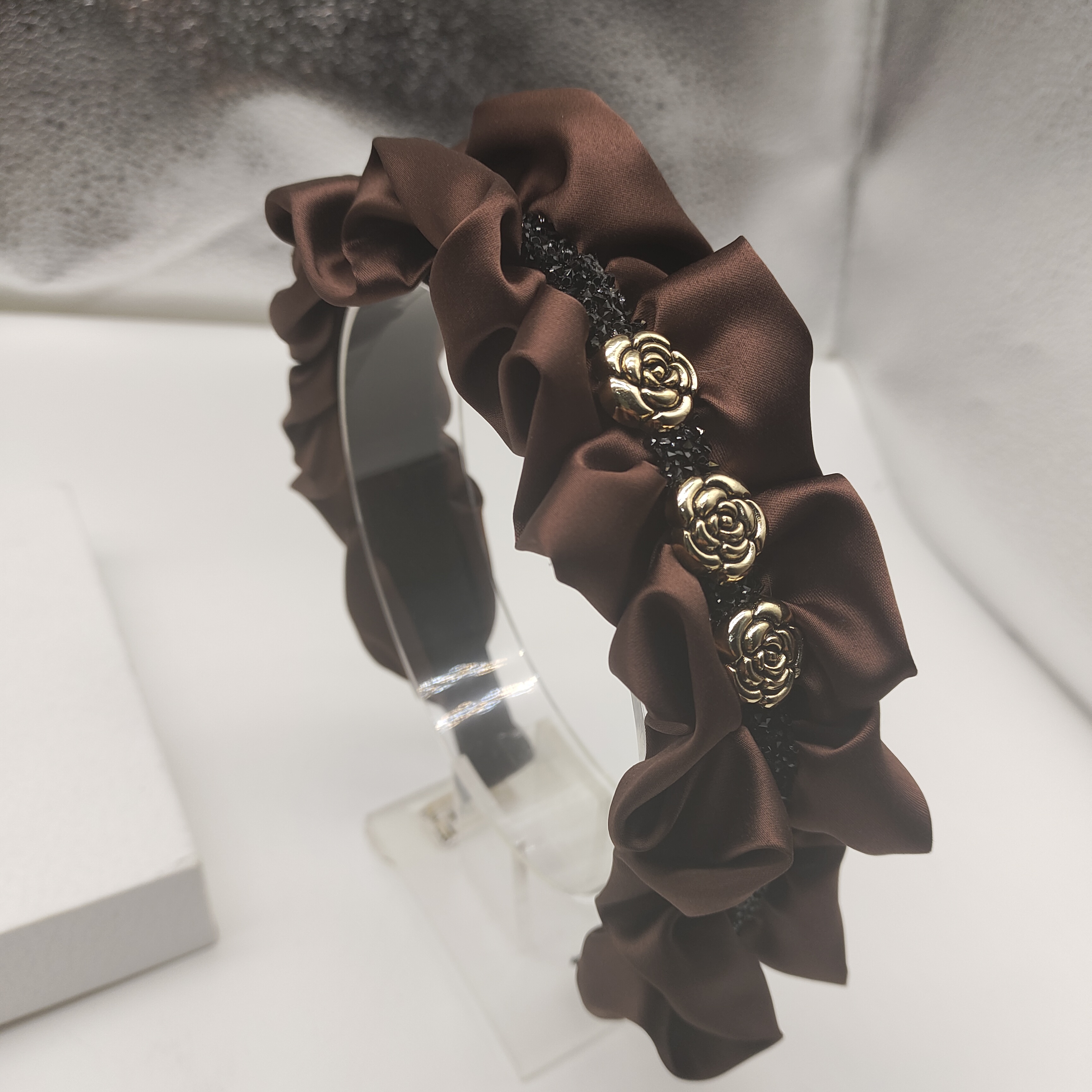 Q-73花苞造型高颅顶显脸小高级感山茶花发箍头箍