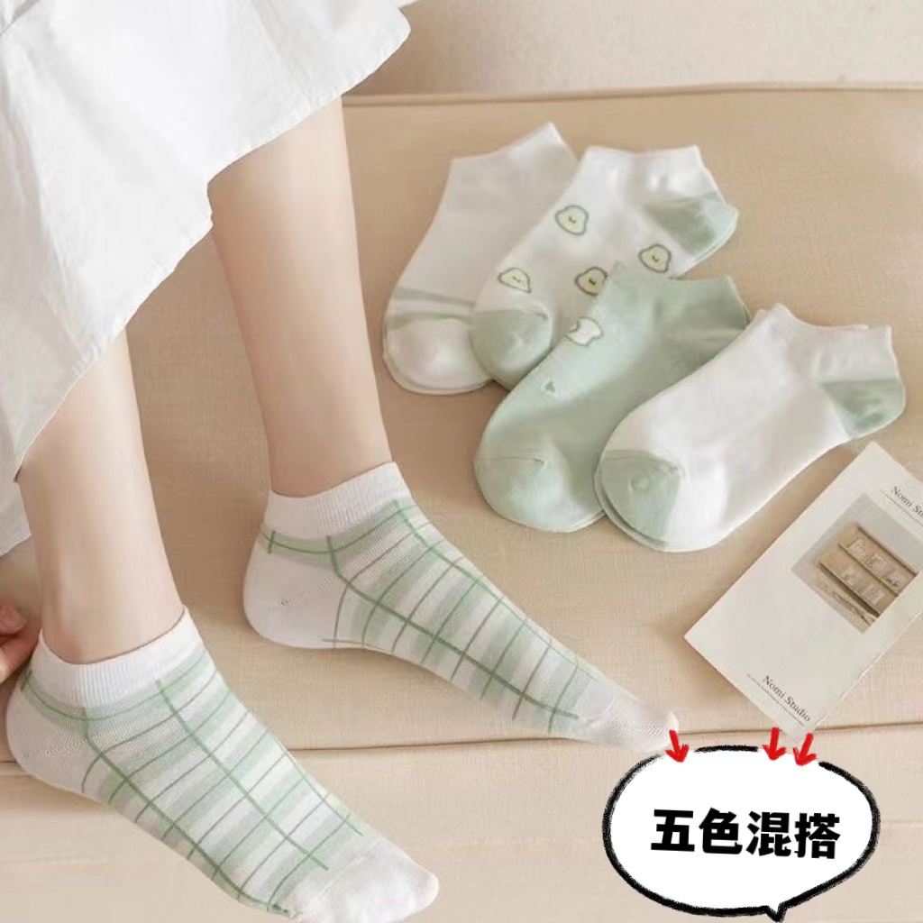 袜子女短袜款式多百搭春夏学生袜子可爱日系卡通浅口短筒袜子ins