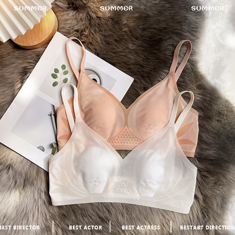 日系无痕内衣女超薄款大胸显小胸收副乳防下垂无钢圈透气文胸罩