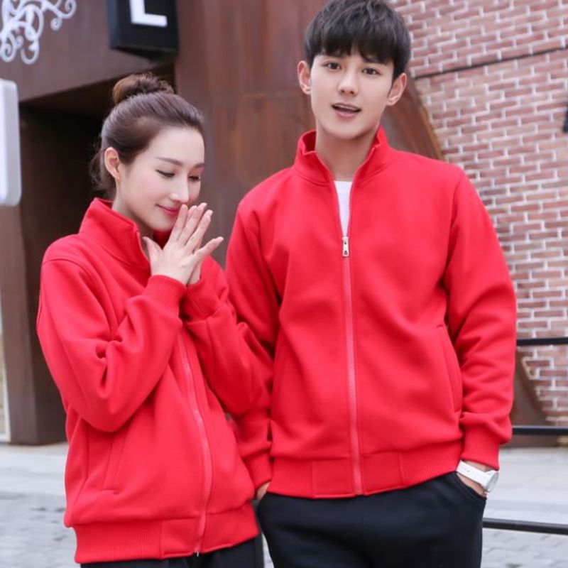 餐饮服务员工作服定制秋冬装超市炸串食堂同学聚会火锅店拼色领长