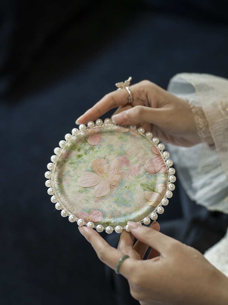 RW0230七宝烧-珍珠圆壶垫-繁花（直径14）