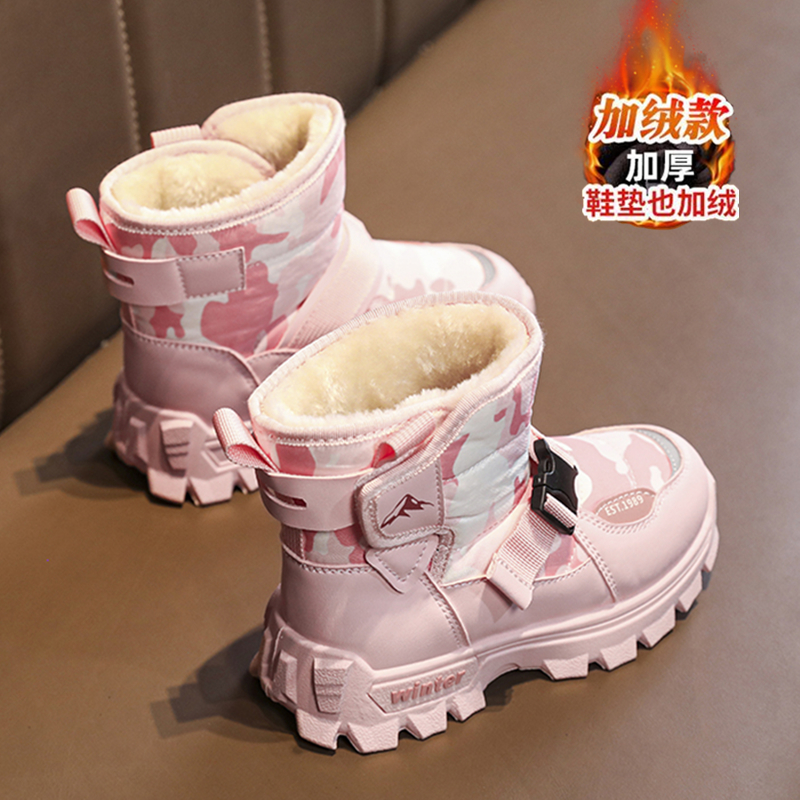 回力潮品女童雪地靴冬季加绒加厚儿童靴子中大童防水冬靴女款棉鞋
