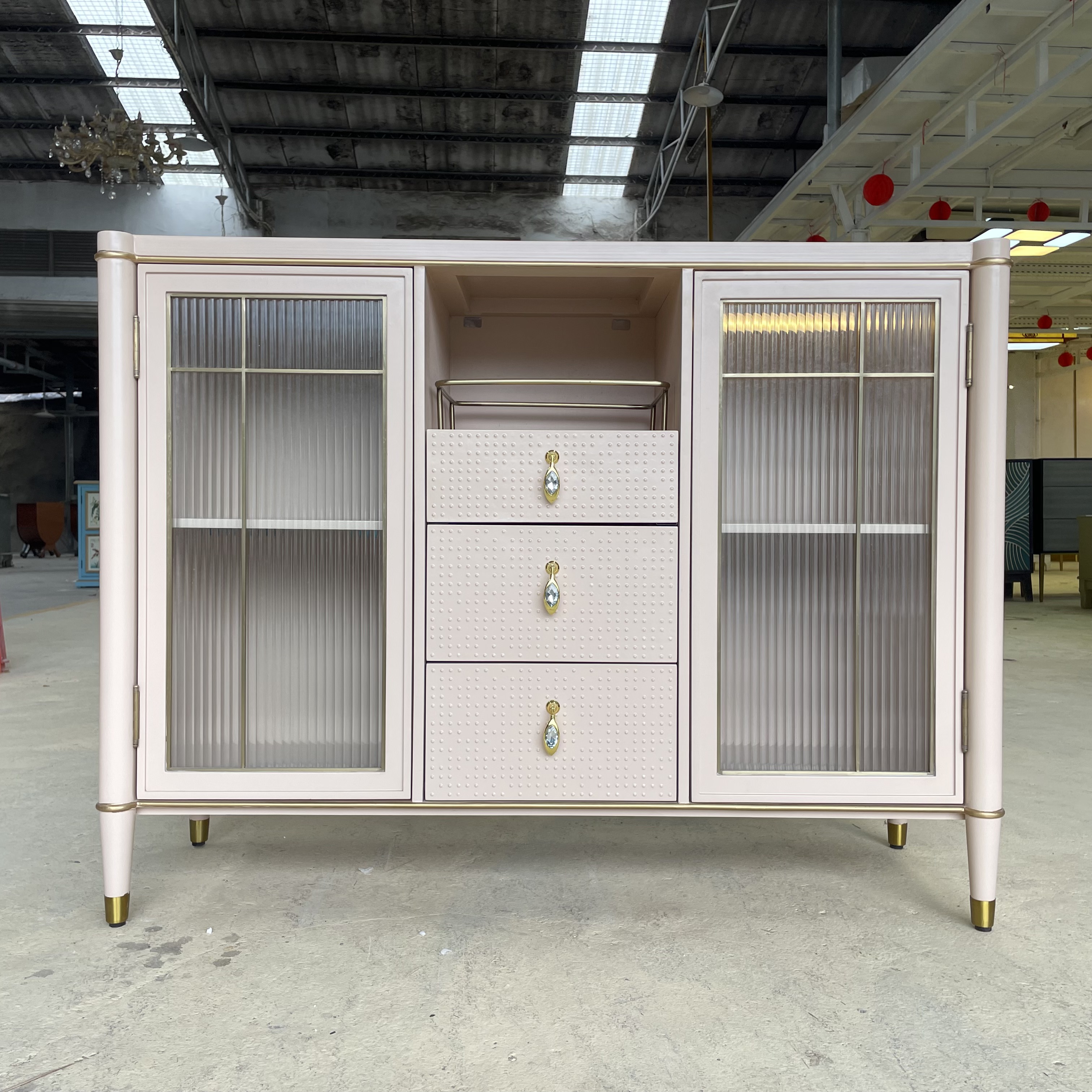 轻奢餐边柜 极简风格 现代风格 收纳柜斗门柜氛围灯304不锈钢装饰