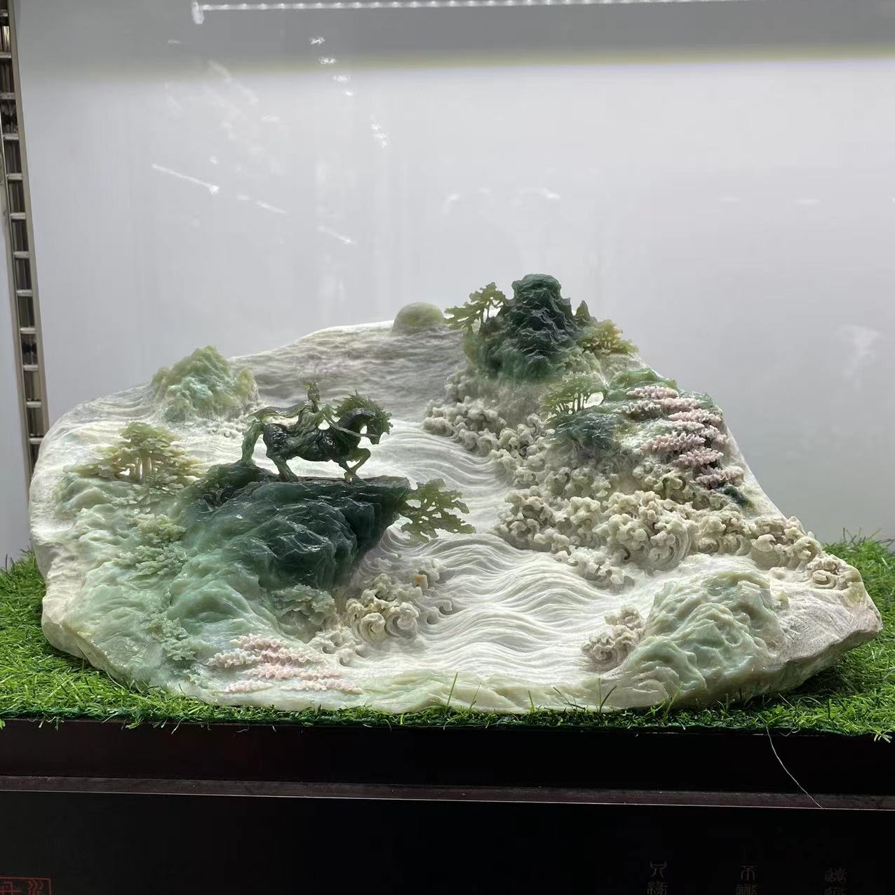 岫玉精品家摆件蓝冰意境山水