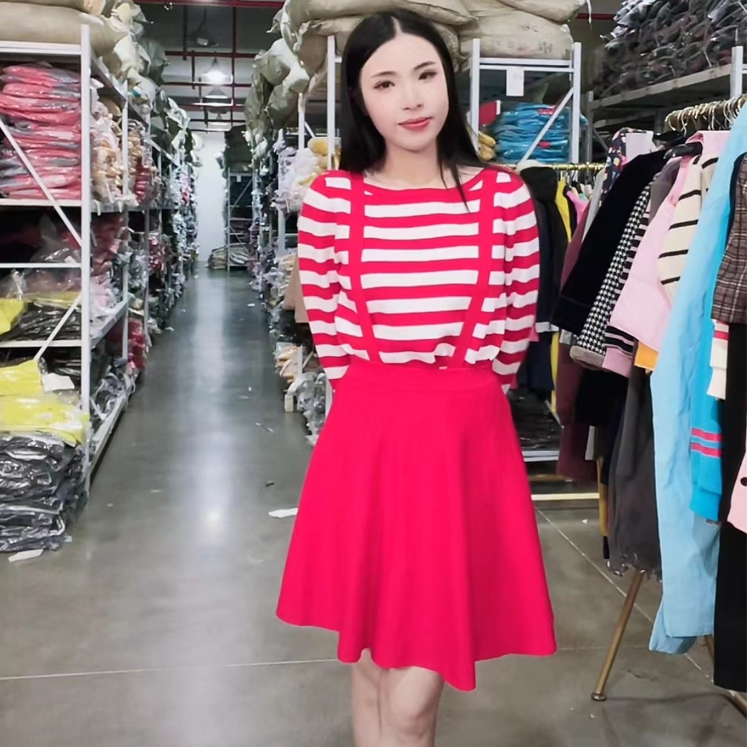 女童秋冬季条纹吊带新款洋气套装MX050(2B7-3)（E9-3）