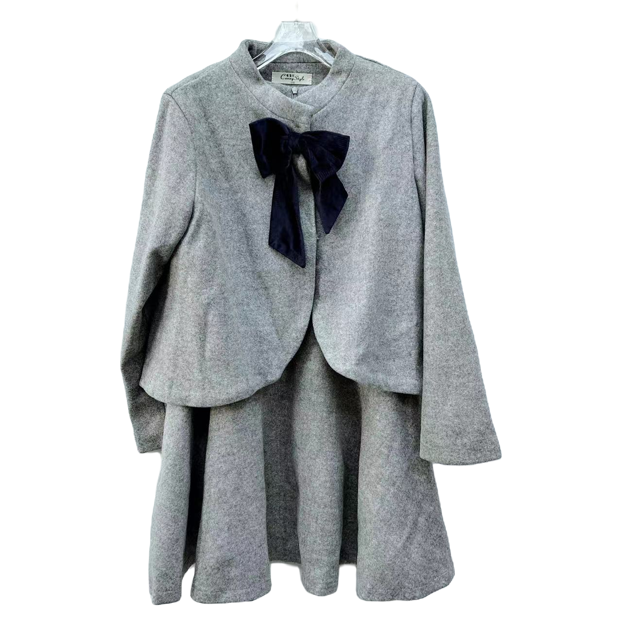 韩版女童套装小香风毛呢背心裙子呢子外套两件套M3407（2A7-2）