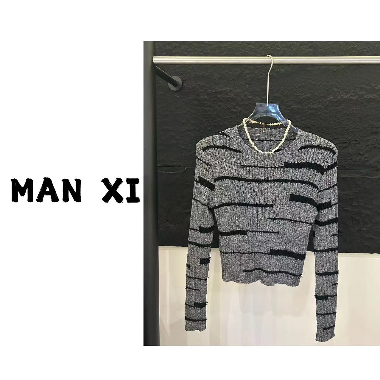MAN XI 早秋新款个性休闲针织衫