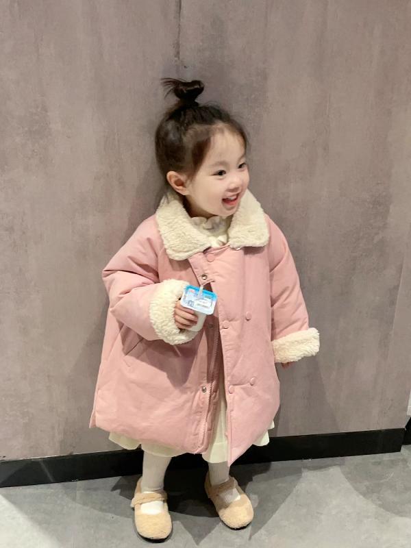 韩国童装女童棉服冬装外套2023新款女宝宝加厚保暖儿童中长款棉衣