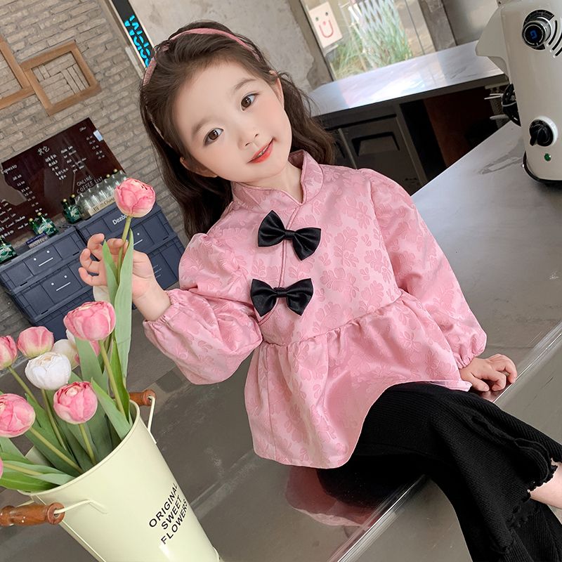 儿童春秋季新款2023女童复古旗袍长袖套装女宝宝中国风秋装洋气潮