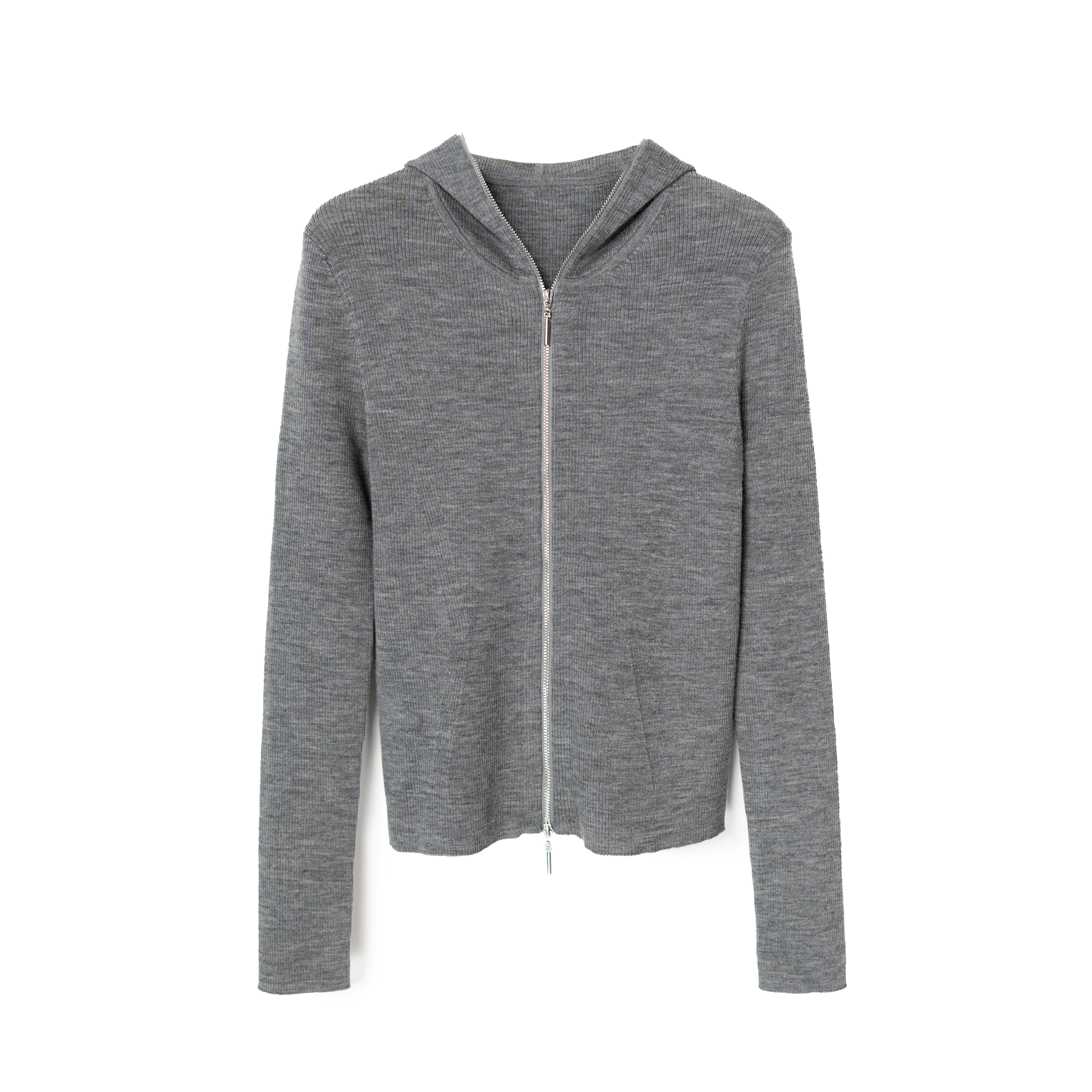 可水洗拉链戴帽无痕织法一线成衣高支高密100%羊毛针织打底衫