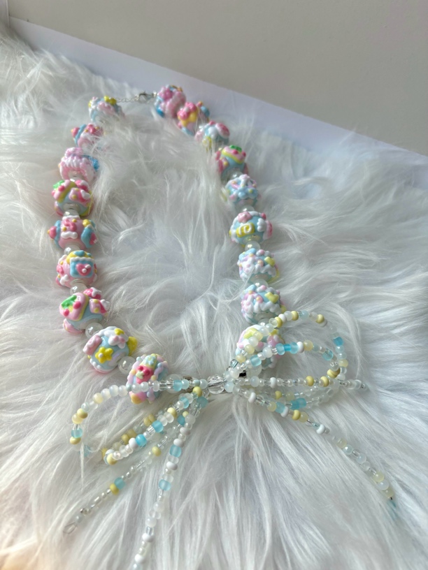 【choker 合集】串珠可爱粉色蓝色项圈