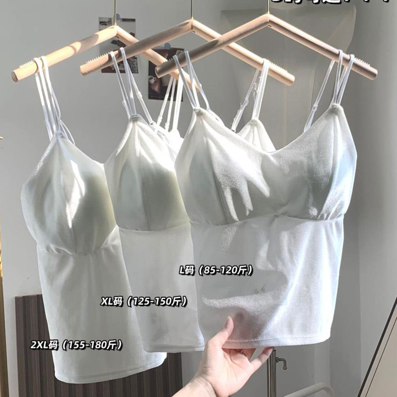 2025年内搭外穿秋冬美背白色金丝绒性感保暖打底蕾丝吊带背心新款