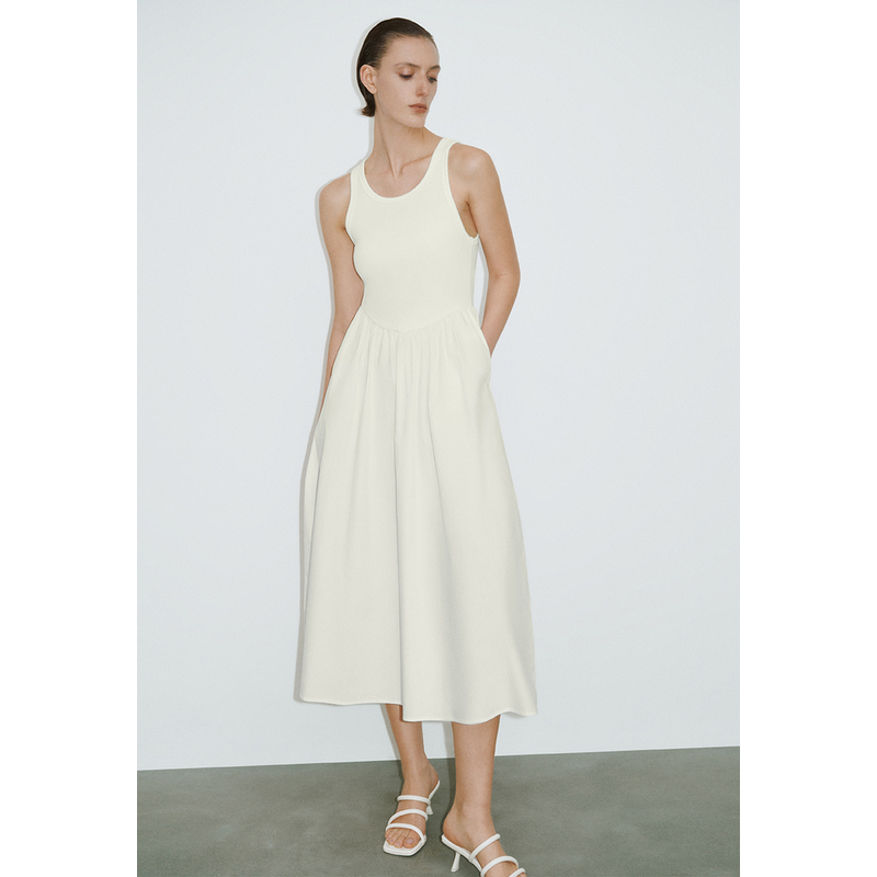 UR2024秋季新款女装法式赫本风拼接垂感无袖连衣裙UWG740162