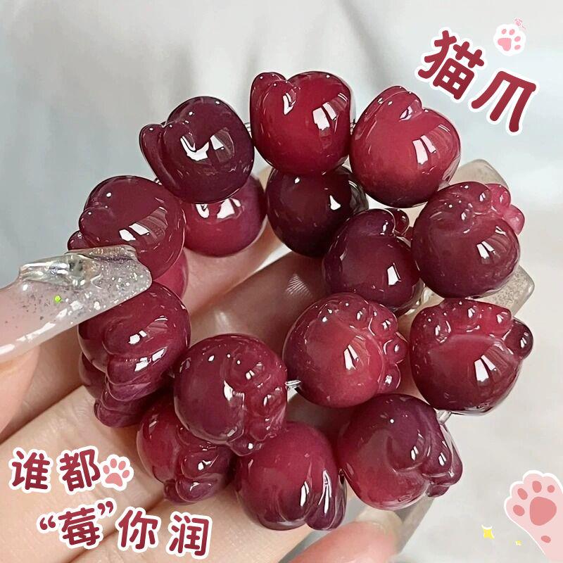 稀有多肉莓莓敦煌猫爪菩提手串学生绕指柔文玩白玉菩提子佛珠手串